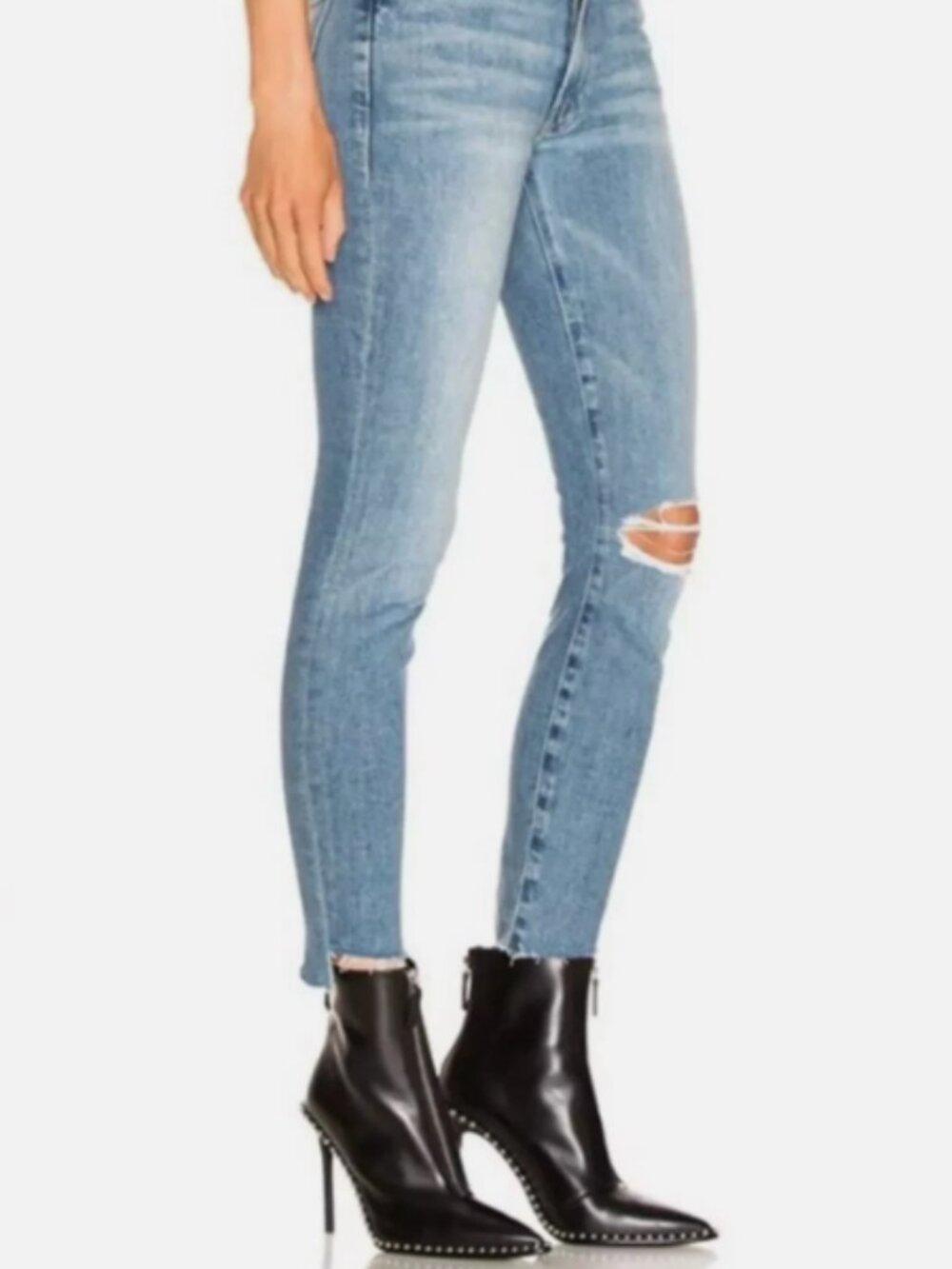 MOTHER The Looker Ankle Step Fray Jeans Exposed Secret Sister Blue Skinny 25